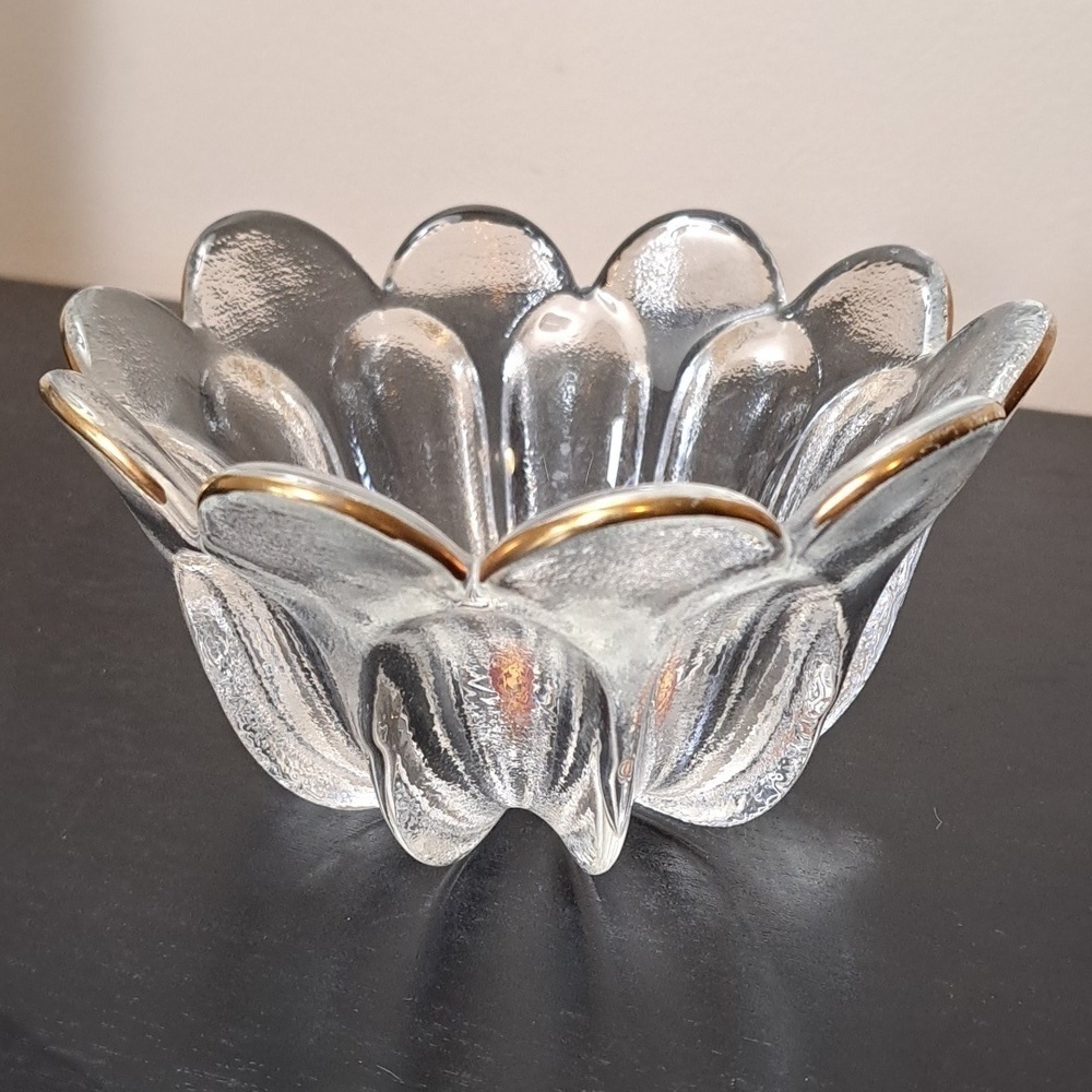 Vintage German Walther Glas Crystal Bowl with 24k gold trim